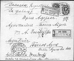 registered envelope from "Russia East-Asiatic Port" to Buenos Aires